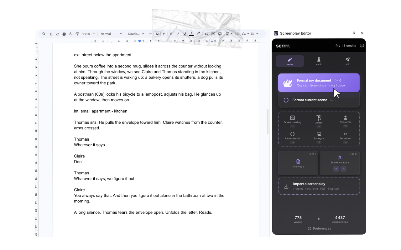 An unformatted draft in Google Docs